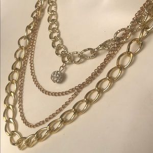 Crystal Ball Metal Chains Necklace